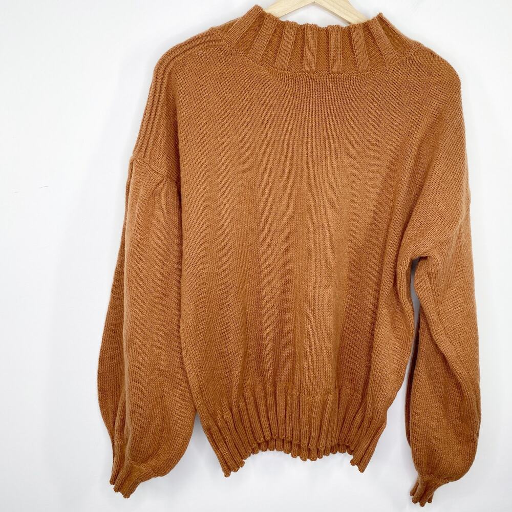 New In Rust Red‎ Orange Mock Neck Knit Pullover Sweater Women's Size Medium M